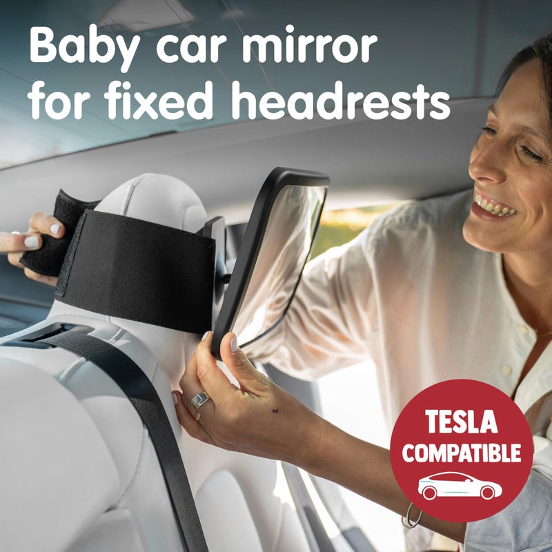 Onco Fixed Headrest Baby Car Mirror - Tesla-Compatible Car Mirror for Baby, 100% Shatterproof & Shake-Proof, Non-Slip with 360° Rotation, Newborn Must Haves - Image 2